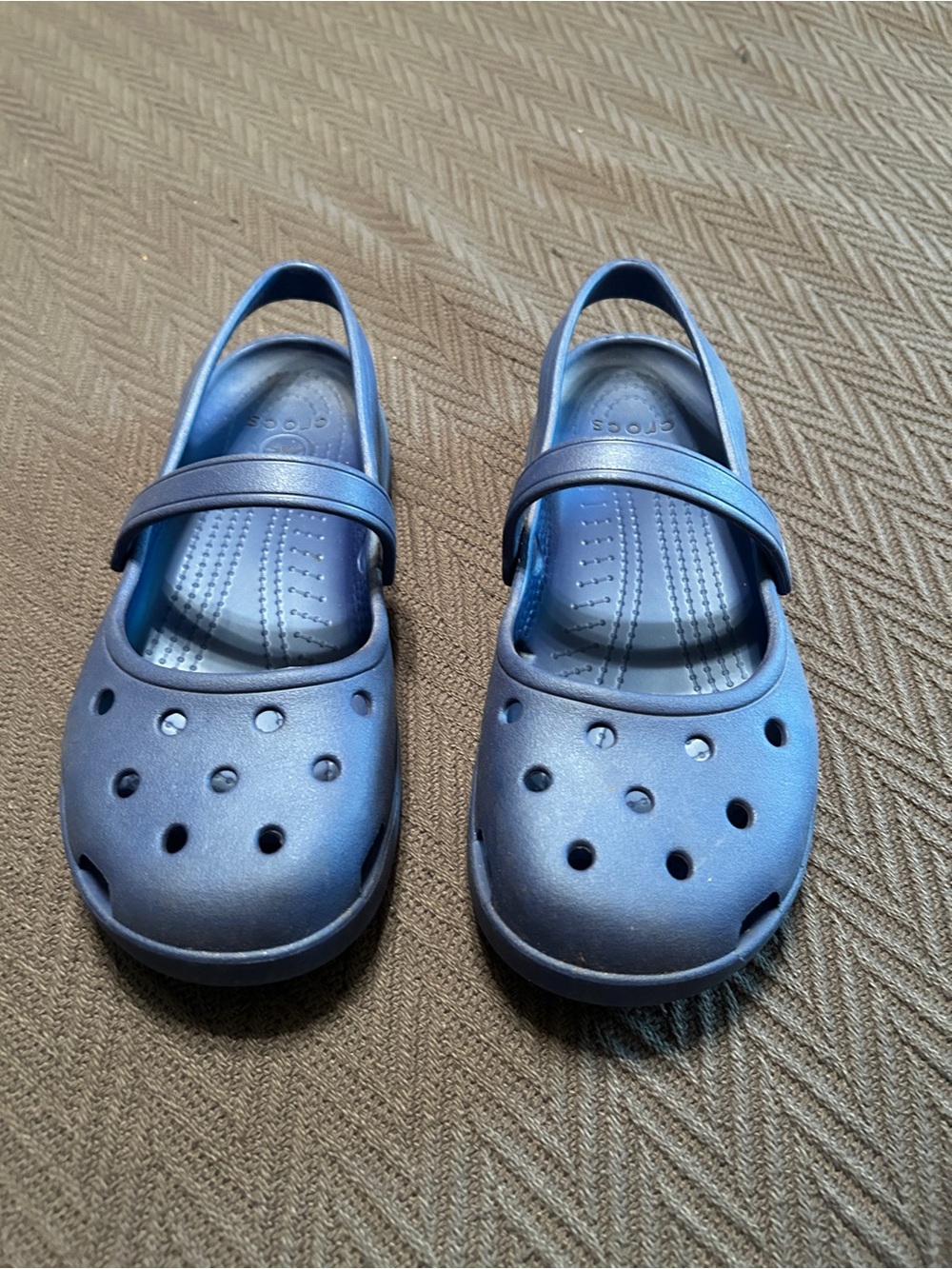 Ladies Blue Mary Jane Style Crocs with Heel Strap